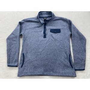 Eddie Bauer Womens Small Pullover Henley Long Sleeves Mock Neck T Shirt Blue